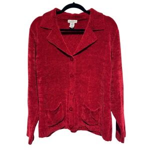 Yarnworks Vintage Button Up L/S Cardigan with Pockets Womens Sz X-Large Burgundy